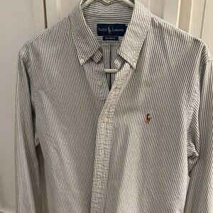 Ralph Lauren Men's Pinstripe Shirt - Blue and White